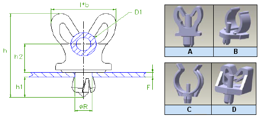 Araymond - Clip Plastique Pour cable ou Tube - Plastic Cable Clips