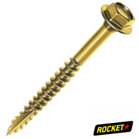 Vis Bois Tirefond Rocket Tête Hexagonale avec Rondelle Acier Zingué Bichromaté