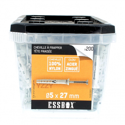 ESSBOX de 200 Chevilles Clous TF 5X27 Acier (8 Plots)