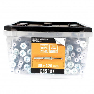 ESSBOX de 60 Chevilles Clous TF 8X120 Acier (12 Plots)