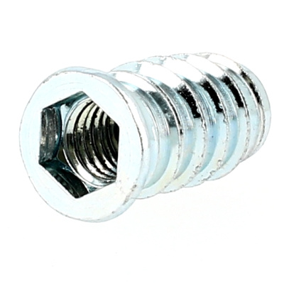 Insert Double Filet (Bois-Metrique) à Collerette HC M8X15 Acier Zingué