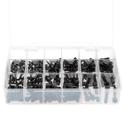 Coffret d'Assortiments 255 Vis à Tête Cylindrique Hexagonale Creuse Acier 8.8 Noir DIN 912