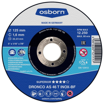 DISQUE A TRONCONNER PLAT 125X1.6X22.2 AS46 T INOX 1121-250.100